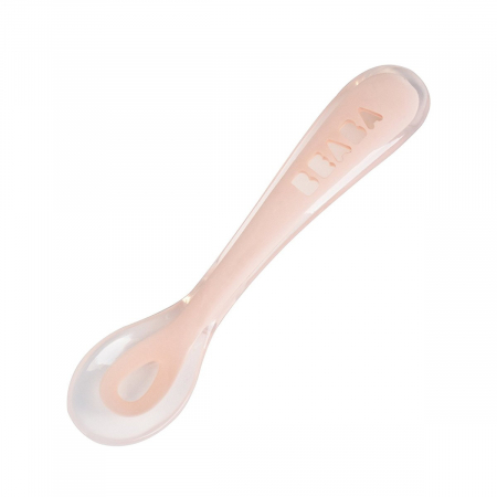 Lingurita silicon +8 luni Beaba Pink