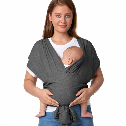 La plimbare - Wrap elastic bebe Momcozy Dark Grey, de la nastere