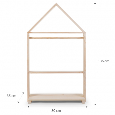 Mobilier decorativ casuta cu roti Childhome 80x135 cm, Lemn Natural [2]