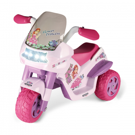 Motocicleta electrica Peg Perego Flower Princess, 6V, 2 ani +, Roz/Mov [3]