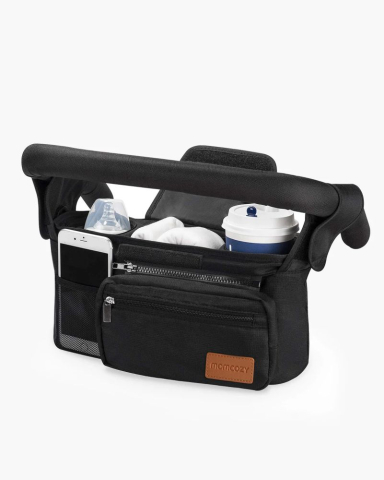 Accesorii transport copii - Organizator pentru carucior Momcozy cu suporturi pentru pahare