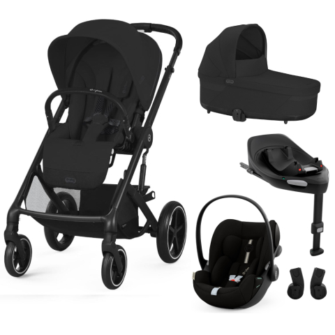 Carucioare copii - Pachet Black Friday Carucior Cybex Balios S Lux 4 in 1 Black/Moon Black cu Scoica Auto Cloud G i-Size Plus reclinabila