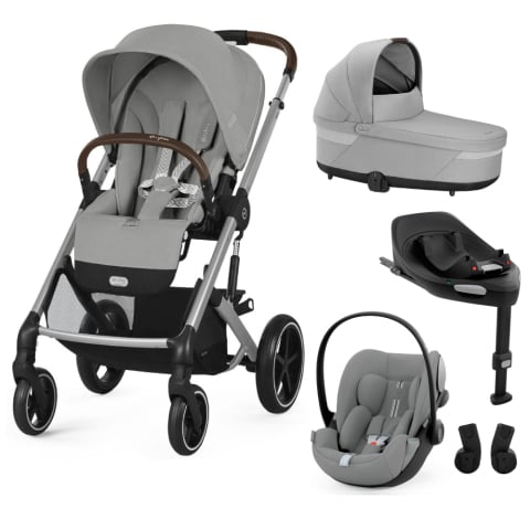 Carucioare copii - Pachet Black Friday Carucior Cybex Balios S Lux 4 in 1 Silver/Stone Grey cu Scoica Auto Cloud G i-Size Plus reclinabila