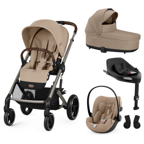 Carucioare copii - Pachet Black Friday Carucior Cybex Balios S Lux 4 in 1 Taupe/Almond Beige cu Scoica Auto Cloud G i-Size Plus reclinabila