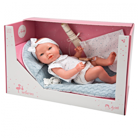 Papusa Reborn bebelus realist Arias Claudio 38 cm White/Blue [4]