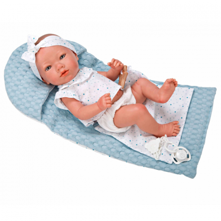 Papusi si accesorii - Papusa Reborn bebelus realist Arias Claudio 38 cm White/Blue-Resigilat