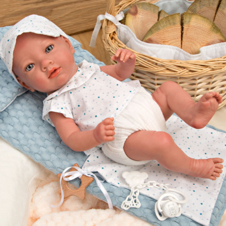 Papusa Reborn bebelus realist Arias Claudio 38 cm White/Blue [5]