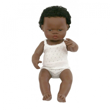 Papusi si accesorii - Papusa baiat african Miniland 38 cm