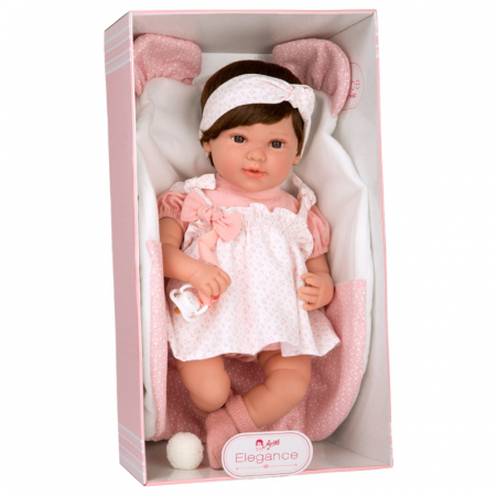 Papusa care rade Arias Iria Elegance 45 cm si paturica Pink/White [3]