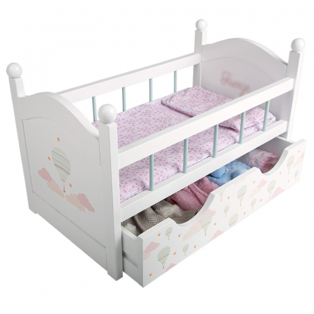 Pat din lemn cu sertar pentru papusi Arias Firenze, 52.5x29.50x32 cm [1]