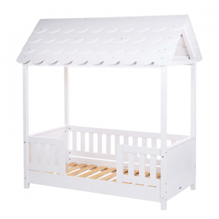 Patuturi - Pat Casuta Childhome cu protectii laterale 70x140 cm Lemn Alb