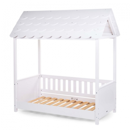 Pat Casuta Childhome cu protectii laterale 70x140 cm Lemn Alb [2]