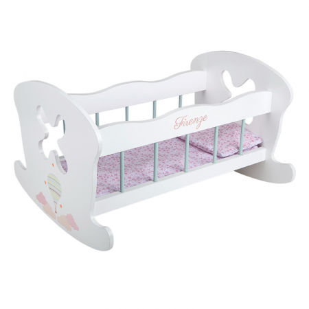Papusi si accesorii - Pat balansoar din lemn pentru papusi Arias Firenze, 50x39.5x29.5 cm-Resigilat