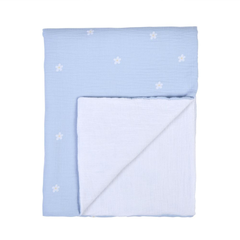 Perne si paturici - Paturica Childhome Jerse 80x100 cm Muslin/Blue Flower