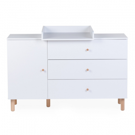Mobilier camera copii - Comoda Childhome Wonder White 137x75x93 cm cu masa de infasat