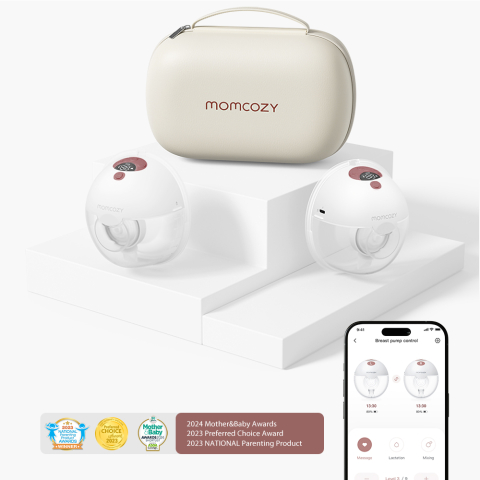 Pompe san - Pompa de san Momcozy Hands-free dubla M5 Smart Red, control prin aplicatie