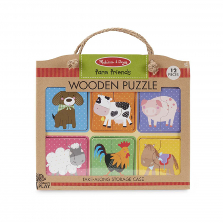 Jocuri tip puzzle - Primul meu puzzle eco din lemn Prieteni de la Ferma - Melissa & Doug