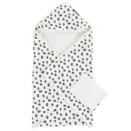 Produse pentru baie - Prosop cu gluga si manusa de baie Childhome Jerse/Frotir 80x80 cm, Leopard