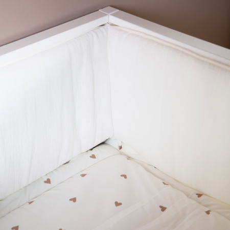 Protectie patut Childhome 35x340 cm Jerse/Muselina, Inimioare [4]