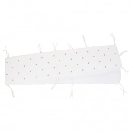 Lenjerii patut bebe - Protectie patut Childhome 35x340 cm Jerse/Muselina, Inimioare
