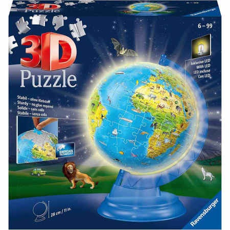 Jocuri tip puzzle - Puzzle 3D Luminos Glob Pamantesc, 180 Piese