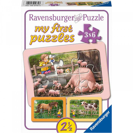 Jocuri tip puzzle - Puzzle Animale De La Ferma, 3X6 Piese