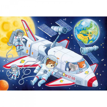 Jocuri tip puzzle - Puzzle Animale In Spatiu, 2X24 Piese