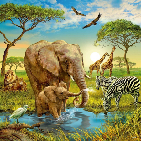 Jocuri tip puzzle - Puzzle Animalele Pamantului, 3X49 Piese