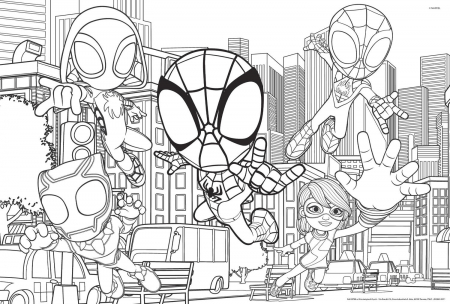Puzzle de colorat maxi - Paienjenelul Marvel si prietenii lui uimitori [4]
