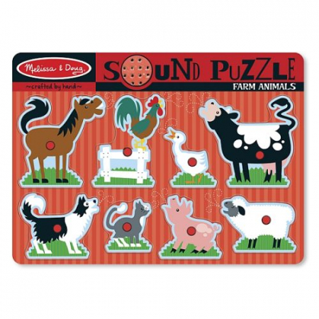 Jocuri tip puzzle - Puzzle de lemn cu sunete Animale de la Ferma Melissa and Doug