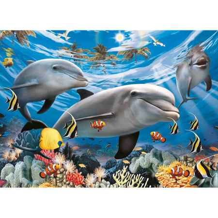 Jocuri tip puzzle - Puzzle Delfini Zambitori, 60 Piese