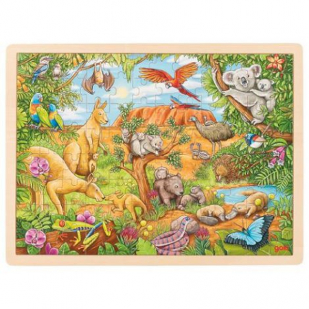 Jocuri tip puzzle - Puzzle din lemn cu 96 piese Animale din Australia