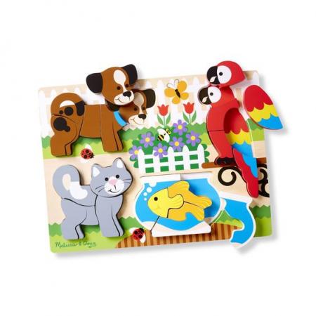 Jocuri tip puzzle - Puzzle din lemn cu piese mari Prietenii mei - Melissa & Doug