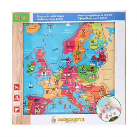 Jocuri tip puzzle - Puzzle din lemn Europa Marionette 19 piese