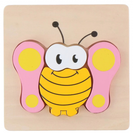 Jocuri tip puzzle - Puzzle din lemn Marionette Fluture 5 piese