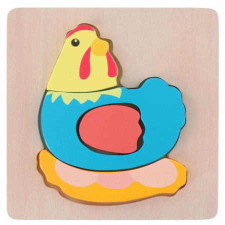 Jocuri tip puzzle - Puzzle din lemn Marionette Gaina 5 piese