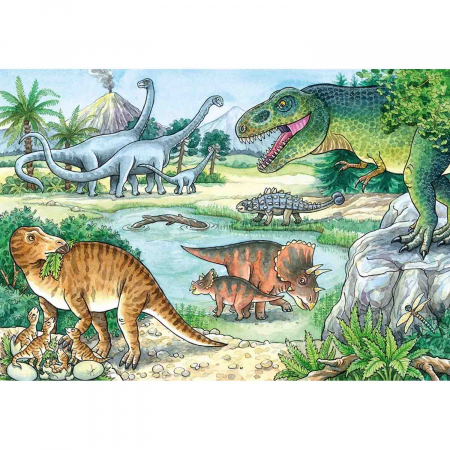 Jocuri tip puzzle - Puzzle Dinozauri, 2X24 Piese
