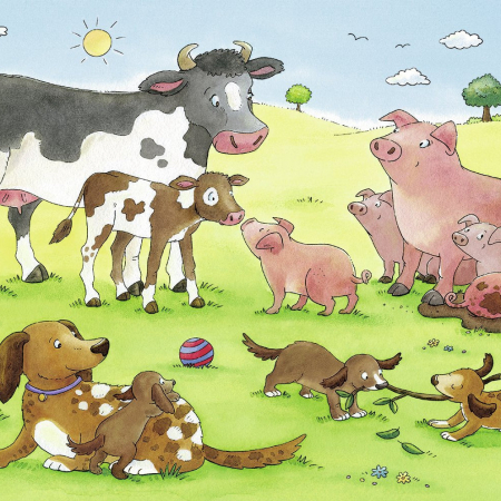 Jocuri tip puzzle - Puzzle Familii Fericite De Animale, 2X12 Piese