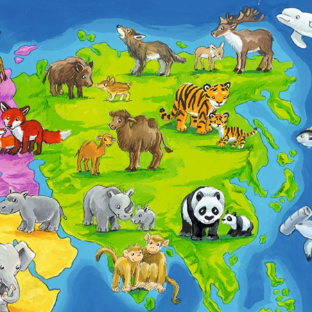 Puzzle Harta Lumii Cu Animale, 30 Piese [4]