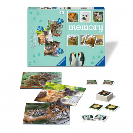 Puzzle + Joc Memory Animale, 25/36/49 Piese [1]