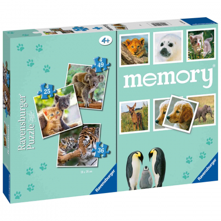 Puzzle + Joc Memory Animale, 25/36/49 Piese [2]