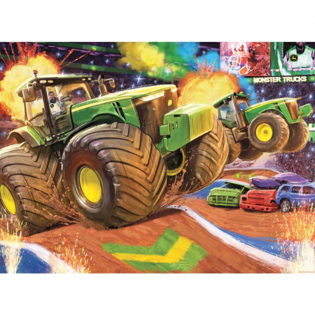Jocuri tip puzzle - Puzzle John Deere Cu Roti Mari 100 Piese
