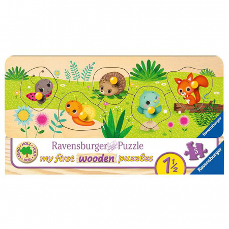 Jocuri tip puzzle - Puzzle Lemn Animalute, 5 Piese