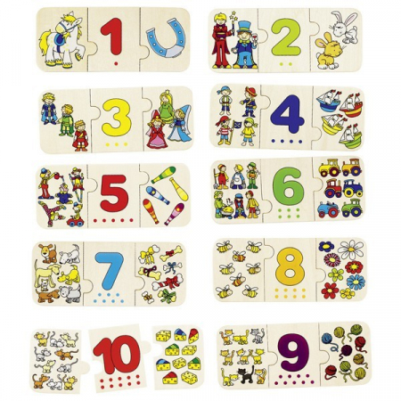 Puzzles si Incastre - Puzzle lemn cu autocorectie invata Numerele