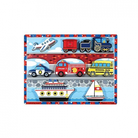 Puzzle lemn in relief Mijloace de transport Melissa and Doug [1]
