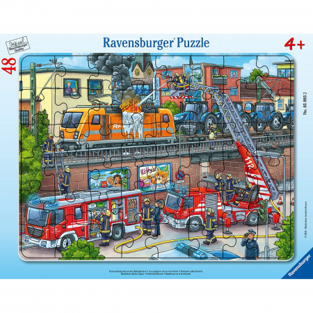 Jocuri tip puzzle - Puzzle Misiune De Salvare Pompieri, 48 Piese
