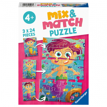 Jocuri tip puzzle - Puzzle Mix&Match Sirene Si Monstri, 3X24 Piese