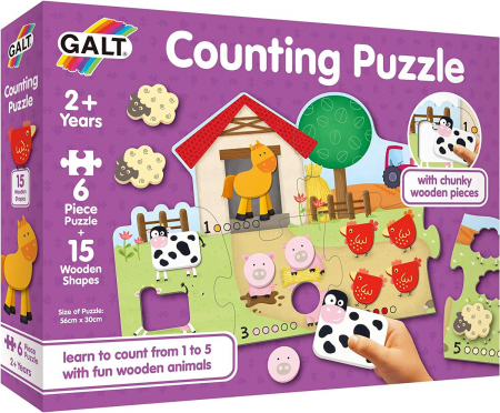 Jocuri tip puzzle - Puzzle - Numaram animalele de la ferma ( 6 piese)