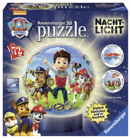 Jocuri tip puzzle - Puzzle Ravensburger 3D Patrula De Noapte A Catelusilor, 72 Piese
