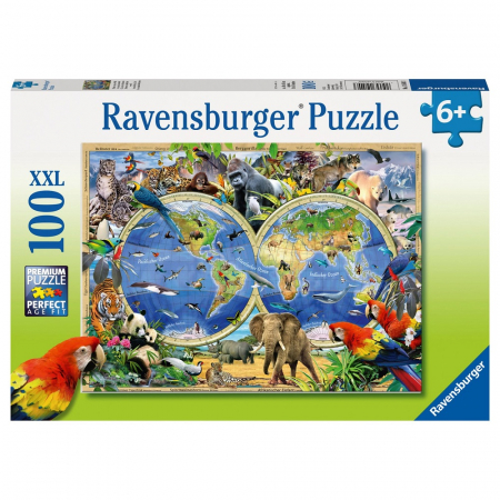 Jocuri tip puzzle - Puzzle Ravensburger Animalele Lumii, 100 Piese